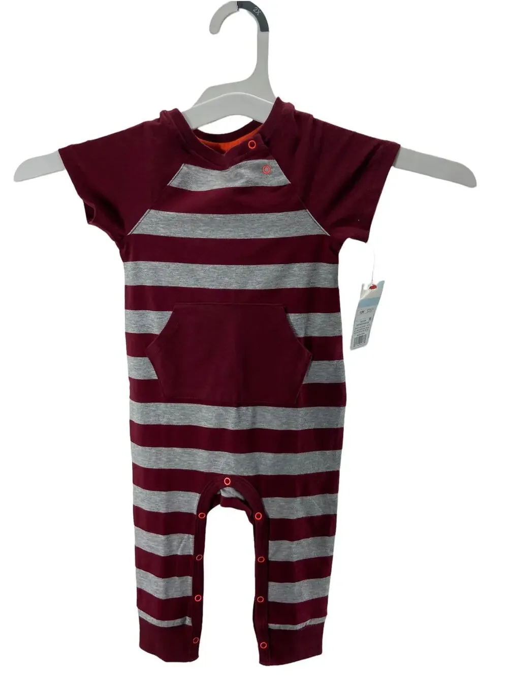 NWT Cat & Jack Baby Burgundy & Gray Striped One-Piece Outfit Size 12 Months